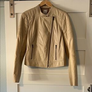 Halogen Beige Leather Jacket